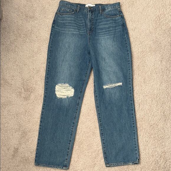 Sam Edelman Yaro High Rise 90s Pinched Waist Denim Distressed Jeans Women's 32 - Picture 1 of 6